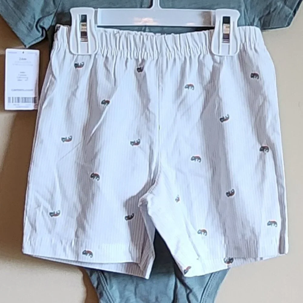 Carters Baby Boy Polo Bodysuit With Shorts Size 24 Months NWT